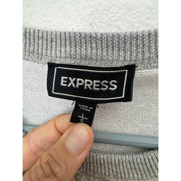 Express Women's Light Gray Long Sleeve Pullover Sweater 100% Cotton Size Large - Picture 5 of 11